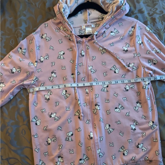 Peanuts Snoopy Pink Full Zip Hoodie Sweatshirt Size XL - Picture 4 of 5